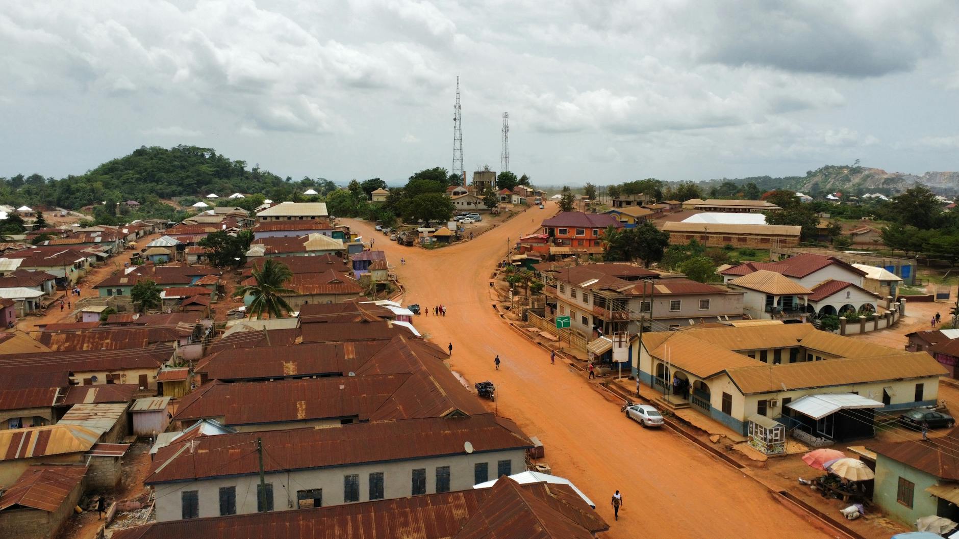 Ghana community aerial view